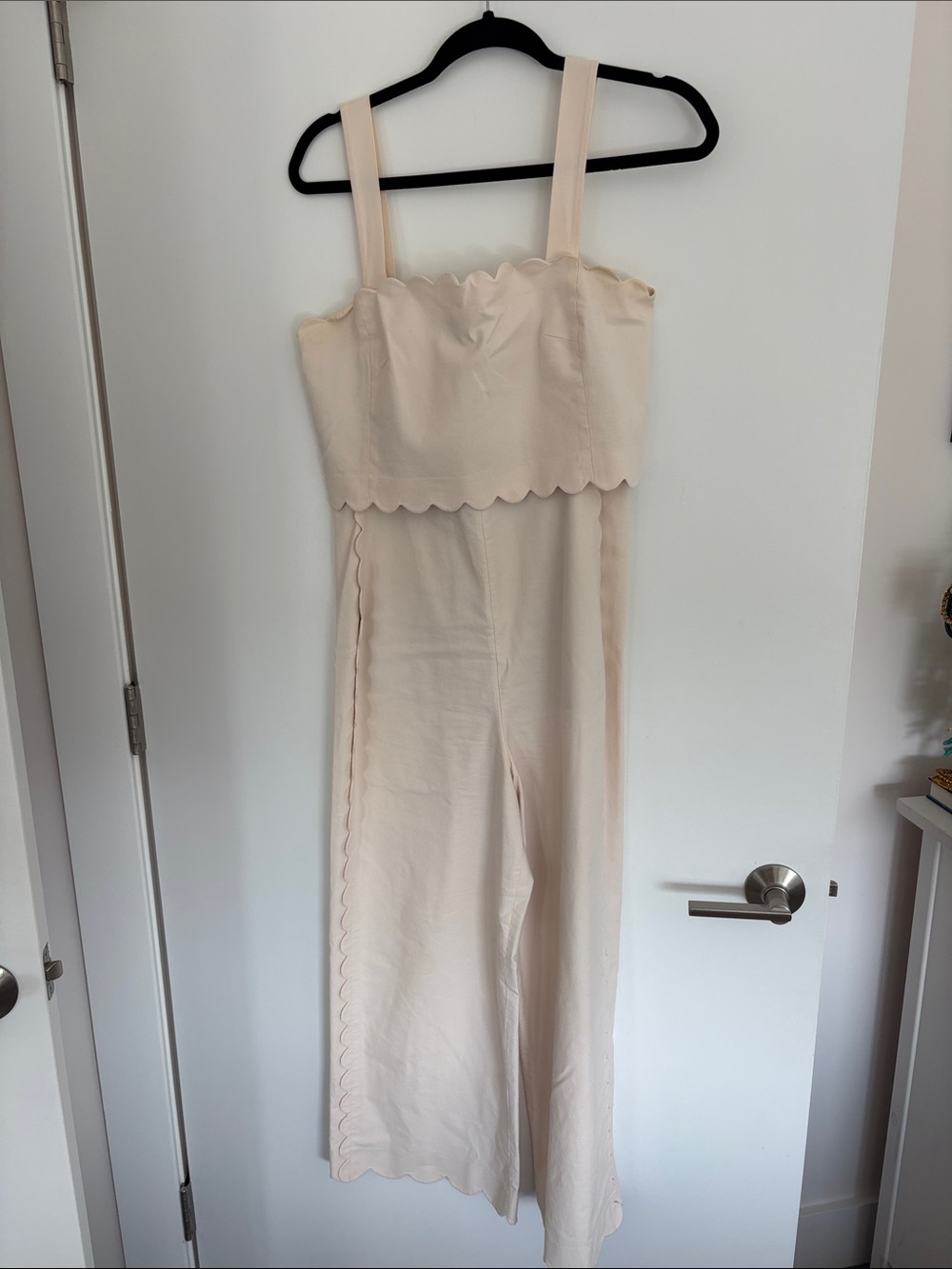 Rebecca Taylor Cream Scallop-Trim Wide-Leg Jumpsuit